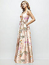 Front View Thumbnail - Butterfly Botanica Pink Sand Floral Scoop-Neck Tank Bodice Maxi Dress with Full Skirt