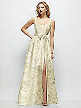Side View Thumbnail - Butter Yellow Floral Floral Scoop-Neck Tank Bodice Maxi Dress with Full Skirt