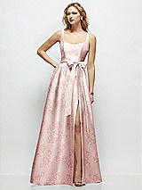Side View Thumbnail - Bow And Blossom Print Floral Scoop-Neck Tank Bodice Maxi Dress with Full Skirt