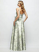 Rear View Thumbnail - Sage Cottage Rose Floral Scoop-Neck Tank Bodice Maxi Dress with Full Skirt