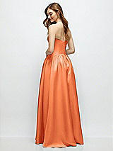 Rear View Thumbnail - Portofino Orange Strapless Satin Drop Waist Gown with Full Skirt