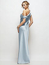 Rear View Thumbnail - Mist Draped One-Shoulder Bias Stretch Satin Maxi Dress