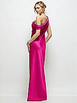 Rear View Thumbnail - Think Pink Draped One-Shoulder Bias Stretch Satin Maxi Dress