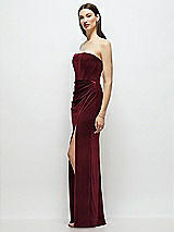 Side View Thumbnail - Cabernet Strapless Corset Bodice Velvet Column Maxi Dress