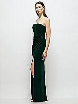 Side View Thumbnail - Evergreen Strapless Corset Bodice Velvet Column Maxi Dress