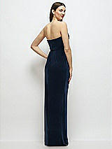 Rear View Thumbnail - Midnight Navy Strapless Corset Bodice Velvet Column Maxi Dress