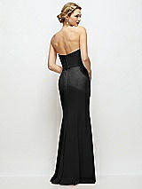 Rear View Thumbnail - Black Strapless Crepe Tuxedo Gown with Satin Lapels and Buttons