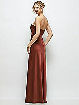 Rear View Thumbnail - Auburn Moon Strapless A-Line Stretch Satin Maxi Dress
