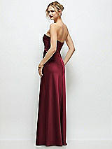 Rear View Thumbnail - Cabernet Strapless A-Line Stretch Satin Maxi Dress