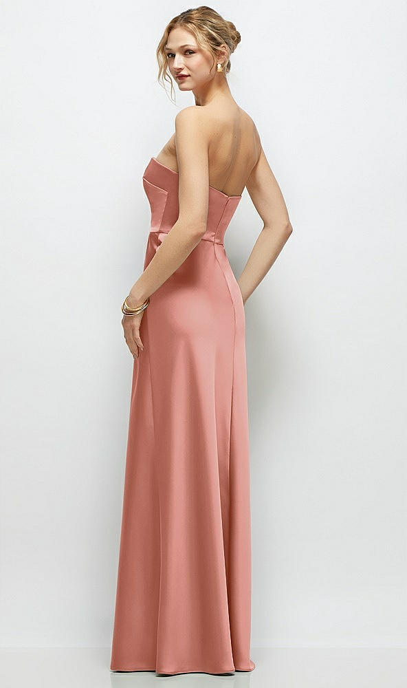Back View - Desert Rose Strapless A-Line Stretch Satin Maxi Dress