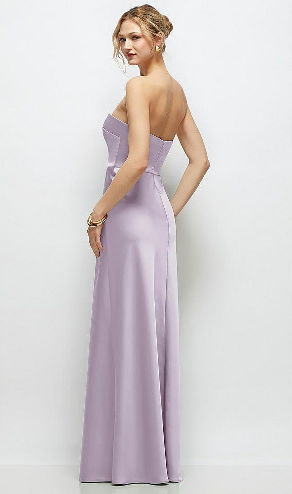 Back View - Lilac Haze Strapless A-Line Stretch Satin Maxi Dress