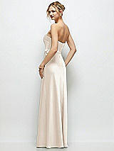 Rear View Thumbnail - Oat Strapless A-Line Stretch Satin Maxi Dress
