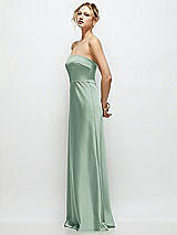 Side View Thumbnail - Seagrass Strapless A-Line Stretch Satin Maxi Dress