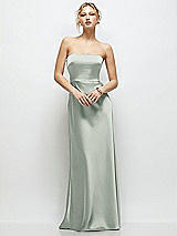 Front View Thumbnail - Willow Green Strapless A-Line Stretch Satin Maxi Dress