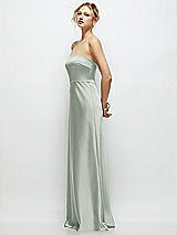 Side View Thumbnail - Willow Green Strapless A-Line Stretch Satin Maxi Dress