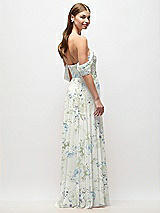 Rear View Thumbnail - Bleu Garden Off-the-Shoulder Basque Corset Floral Chiffon Maxi Dress