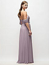 Rear View Thumbnail - Lilac Dusk Off-the-Shoulder Basque Corset Chiffon Maxi Dress
