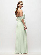 Rear View Thumbnail - Mint Green Off-the-Shoulder Basque Corset Chiffon Maxi Dress