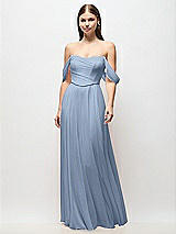 Front View Thumbnail - Cloudy Off-the-Shoulder Basque Corset Chiffon Maxi Dress