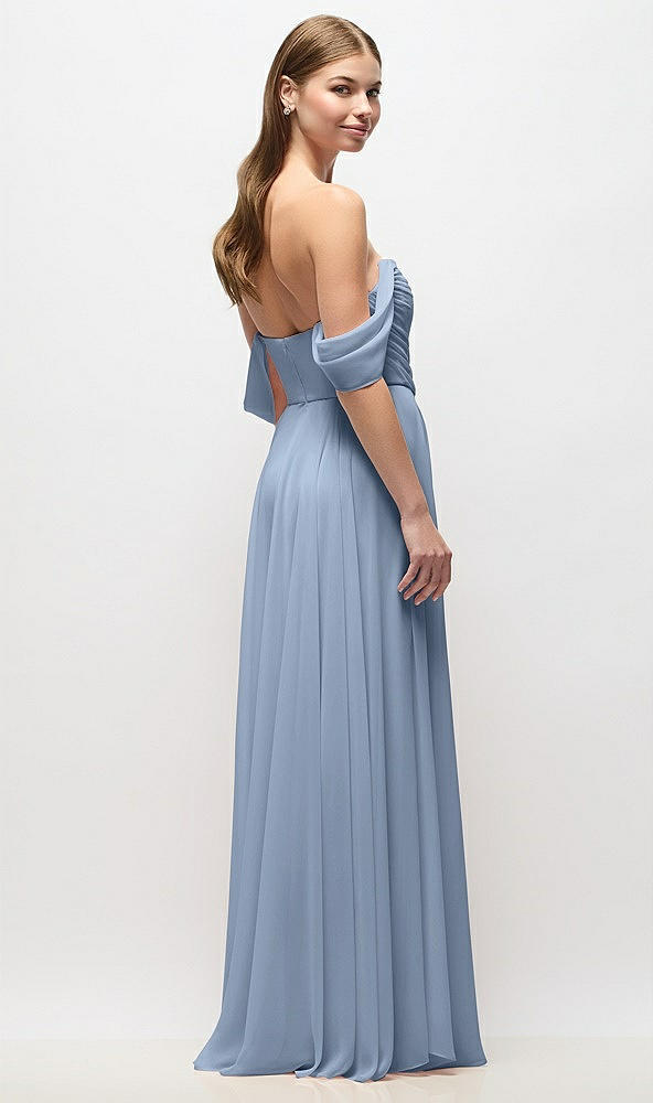 Back View - Cloudy Off-the-Shoulder Basque Corset Chiffon Maxi Dress
