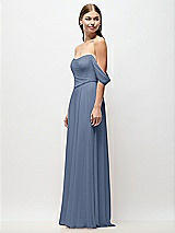 Side View Thumbnail - Larkspur Blue Off-the-Shoulder Basque Corset Chiffon Maxi Dress