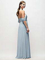 Rear View Thumbnail - Mist Off-the-Shoulder Basque Corset Chiffon Maxi Dress