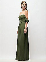 Side View Thumbnail - Olive Green Off-the-Shoulder Basque Corset Chiffon Maxi Dress