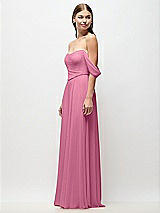 Side View Thumbnail - Orchid Pink Off-the-Shoulder Basque Corset Chiffon Maxi Dress