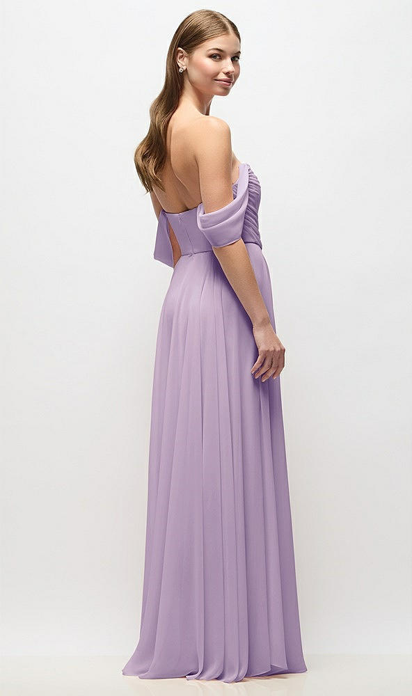 Back View - Pale Purple Off-the-Shoulder Basque Corset Chiffon Maxi Dress