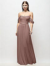 Front View Thumbnail - Sienna Off-the-Shoulder Basque Corset Chiffon Maxi Dress