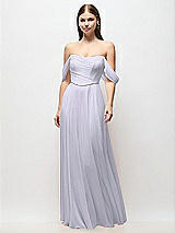 Front View Thumbnail - Silver Dove Off-the-Shoulder Basque Corset Chiffon Maxi Dress