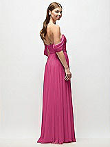 Rear View Thumbnail - Tea Rose Off-the-Shoulder Basque Corset Chiffon Maxi Dress