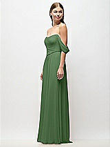 Side View Thumbnail - Vineyard Green Off-the-Shoulder Basque Corset Chiffon Maxi Dress