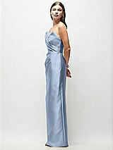 Side View Thumbnail - Cloudy Strapless Asymmetrical Draped Satin Column Maxi Dress