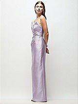 Side View Thumbnail - Lilac Haze Strapless Asymmetrical Draped Satin Column Maxi Dress