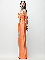 Side View Thumbnail - Portofino Orange Strapless Asymmetrical Draped Satin Column Maxi Dress