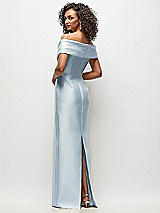 Rear View Thumbnail - Mist Draped Wrap Off-the-Shoulder Satin Column Floral Maxi Dress