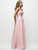 Side View Thumbnail - Ballet Pink Strapless Twist Cuff Neck Satin Maxi Dress with Basque-Waist & Full Skirt