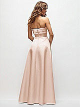 Rear View Thumbnail - Cameo Strapless Twist Cuff Neck Satin Maxi Dress with Basque-Waist & Full Skirt