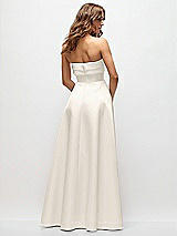 Rear View Thumbnail - Ivory Strapless Twist Cuff Neck Satin Maxi Dress with Basque-Waist & Full Skirt
