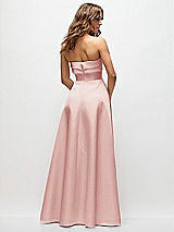 Rear View Thumbnail - Rose Strapless Twist Cuff Neck Satin Maxi Dress with Basque-Waist & Full Skirt