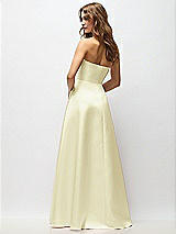 Rear View Thumbnail - Butter Yellow Strapless Hand-Pleated Bodice Satin Maxi Dress with Full Pleated Skirt