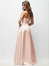 Rear View Thumbnail - Cameo Strapless Hand-Pleated Bodice Satin Maxi Dress with Full Pleated Skirt