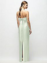 Side View Thumbnail - Mint Green Strapless Cuff Satin Maxi Dress with Column Skirt & Back Bow