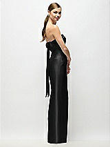 Front View Thumbnail - Black Strapless Cuff Satin Maxi Dress with Column Skirt & Back Bow 