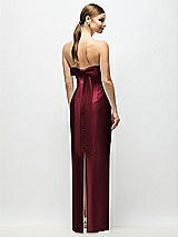 Side View Thumbnail - Cabernet Strapless Cuff Satin Maxi Dress with Column Skirt & Back Bow 
