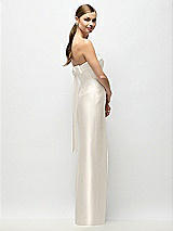 Front View Thumbnail - Ivory Strapless Cuff Satin Maxi Dress with Column Skirt & Back Bow 