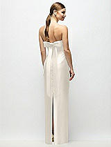 Side View Thumbnail - Ivory Strapless Cuff Satin Maxi Dress with Column Skirt & Back Bow 