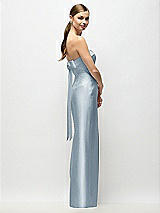 Front View Thumbnail - Mist Strapless Cuff Satin Maxi Dress with Column Skirt & Back Bow 