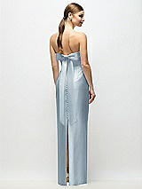 Side View Thumbnail - Mist Strapless Cuff Satin Maxi Dress with Column Skirt & Back Bow 